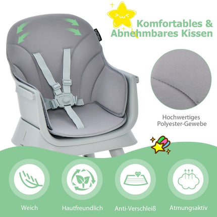6-in-1 baby high chair high chair & dining chair & learning table & building block table & children's seating group grey