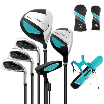 6-piece children's golf club set with golf bag and rain cover for children aged 11-13 years blue