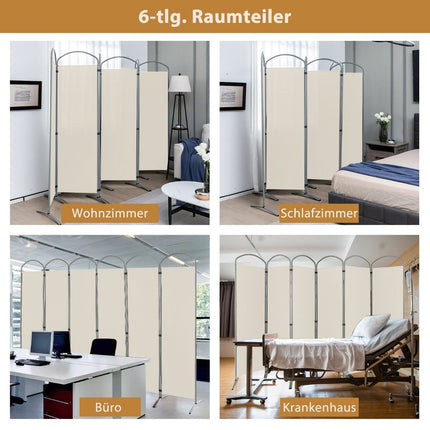 6-piece foldable privacy screen room divider fabric partition 331 x 51 x 188 cm beige