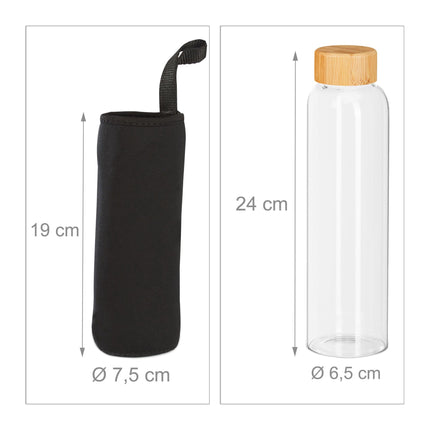 6x Beverage bottle with bamboo lid 500 ml