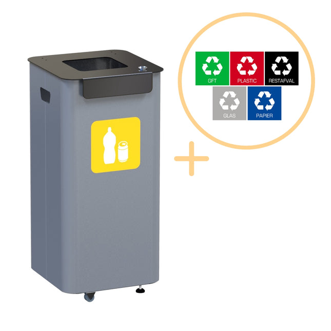 Modułowy kosz na śmieci 70L, żółty - Ekologiczny recykling
