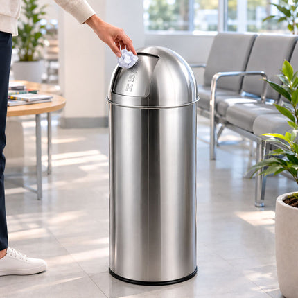 70L Stainless Steel Push-Lid Bin with Inner Bucket