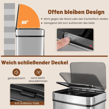72L Touchless Stainless Steel Trash Can with Sensor