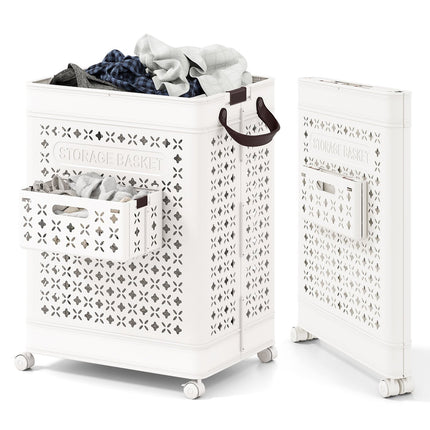 75L Laundry Hamper with Wheels – Space-Saving, White