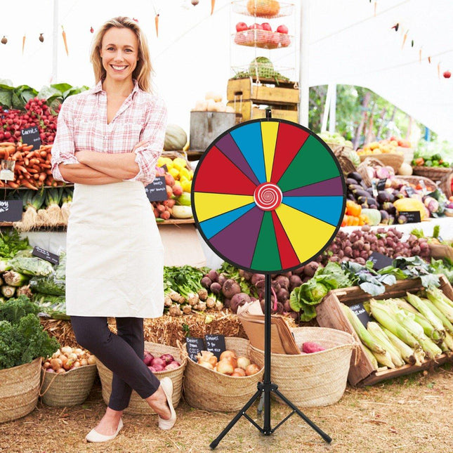 76 cm long competition wheel, height-adjustable lottery wheel with stand, writable wheel of fortune