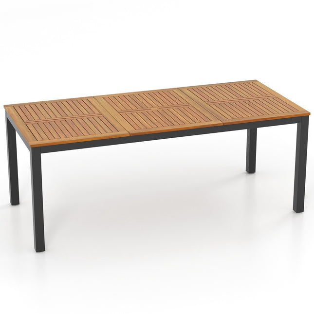 79-Inch Acacia Wood Patio Dining Table, 8-Person; Umbrella Hole