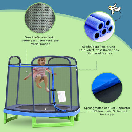 Children's 7ft Trampoline with Safety Net - Indoor/Outdoor Use
