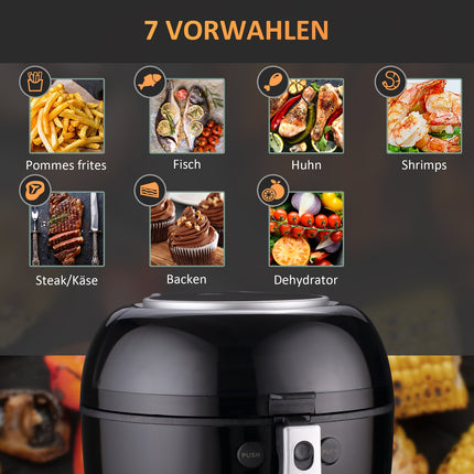 7L hot air fryer, oil-free, 1500W, non-stick basket