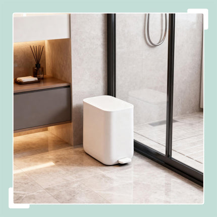 7L Square Pedal Bin, Plastic, Soft-Close Lid