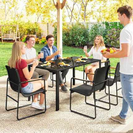 7-Piece Outdoor Dining Set, Steel Frame, Mesh Chairs