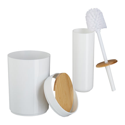 7-Piece Plastic & Bamboo Bathroom Accessories Set