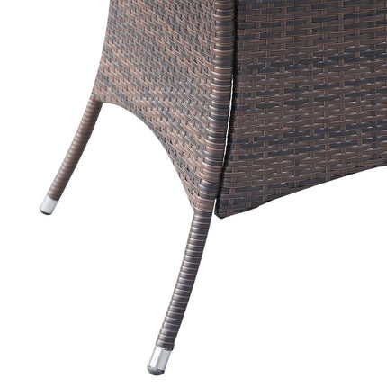 7-piece brown poly rattan garden dining set with cushions