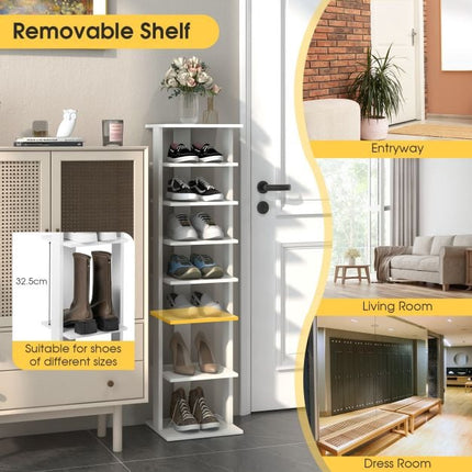 7-Tier Narrow Vertical Shoe Rack, Engineered Wood, White