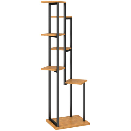 7-Tier Plant Stand, 130 cm Tall, Wood and Steel