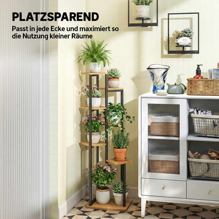 7-Tier Plant Stand, 130 cm Tall, Wood and Steel