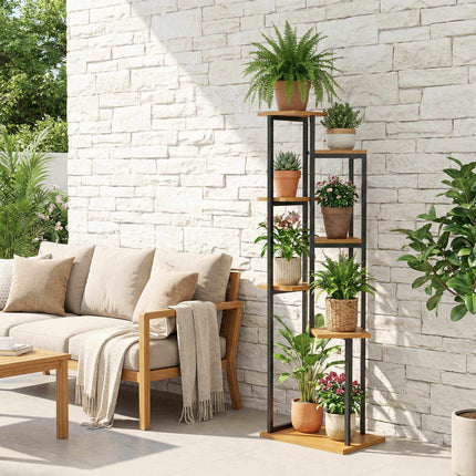 7-Tier Plant Stand, 130 cm Tall, Wood and Steel