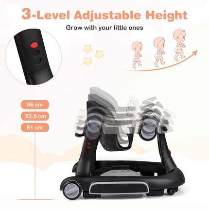 7-in-1 Adjustable Baby Walker with Canopy & Activity Center