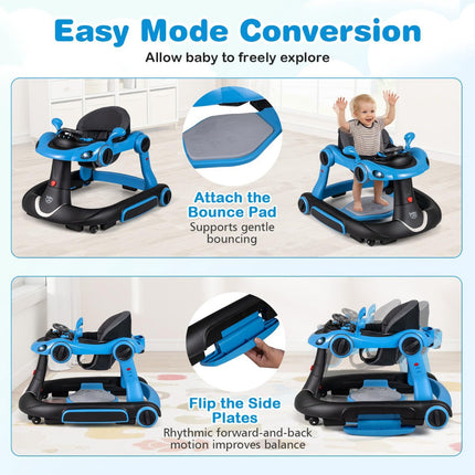 7-in-1 Baby Walker with Adjustable Height & Speed, Blue