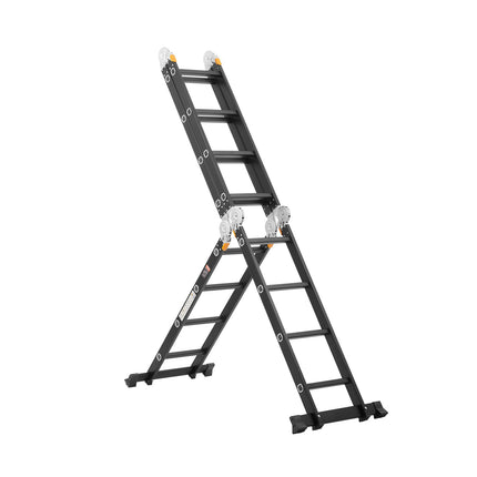 7-in-1 Folding Ladder, 15.5 ft Reach, 330 lb, Aluminum