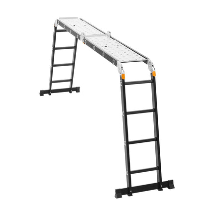 7-in-1 Folding Ladder, 15.5 ft Reach, 330 lb, Aluminum