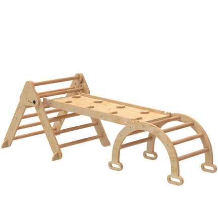 7-in-1 Kids Climbing Set, Foldable Wooden Play Gym