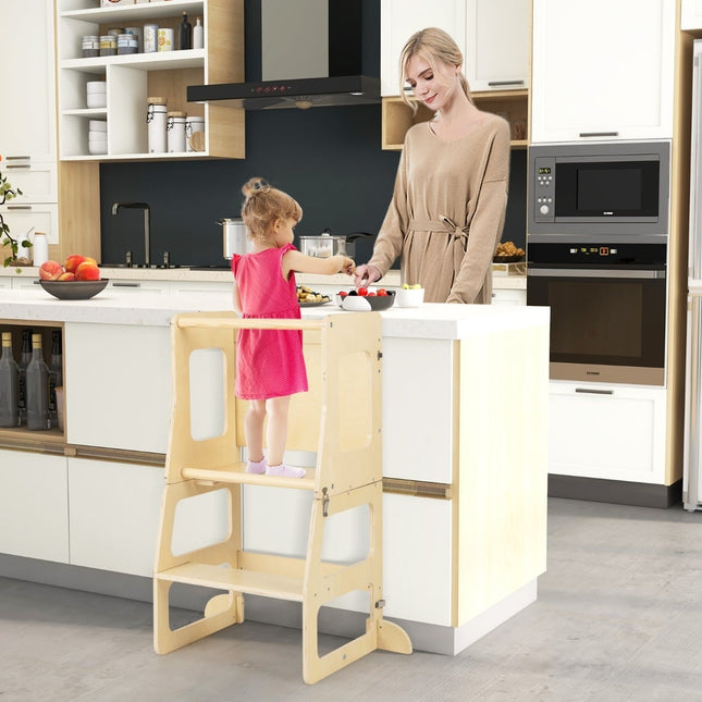 7-in-1 Kids Climbing Set with Slide, Stool, Chalkboard