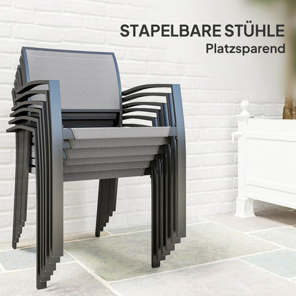 7-piece outdoor dining set - Stackable steel chairs