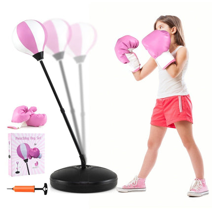 81-123.5cm height-adjustable punching ball incl. boxing gloves & hand pump children's boxing set pink
