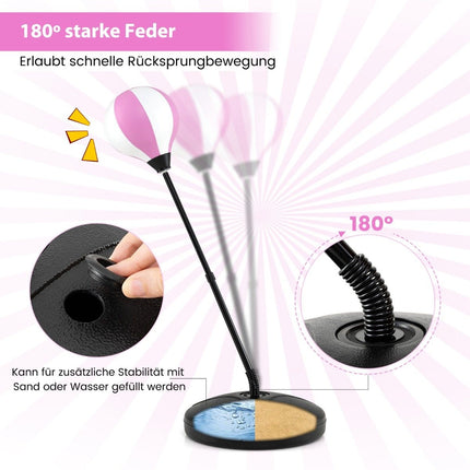 81-123.5cm height-adjustable punching ball incl. boxing gloves & hand pump children's boxing set pink