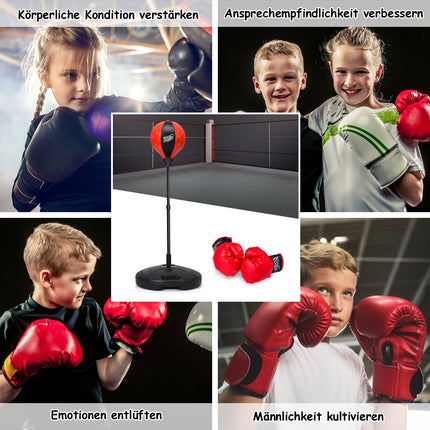 81-123.5cm height-adjustable punching ball incl. boxing gloves & hand pump children's boxing set red