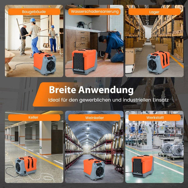 85 L/day dehumidifier construction dryer with pump & drain hose industrial drying device with 24H timer orange + gray