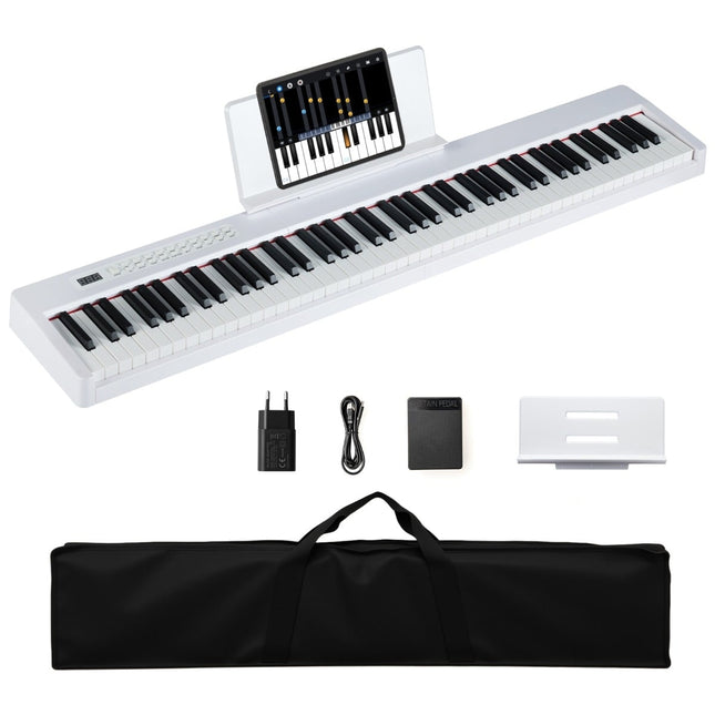 88-Key Digital Piano, Full-Size, Portable, White