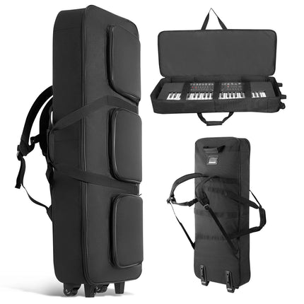 88-Key Rolling Keyboard Case, Padded, 3 Pockets, Wheels