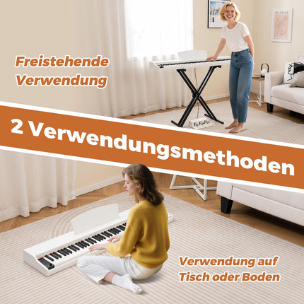 88-Key Semi-Weighted Digital Piano Set, Stand, Pedals, White