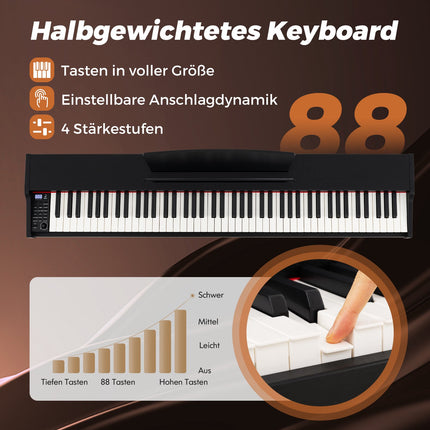 88-Key Semi-Weighted Digital Piano, Stand and Pedals