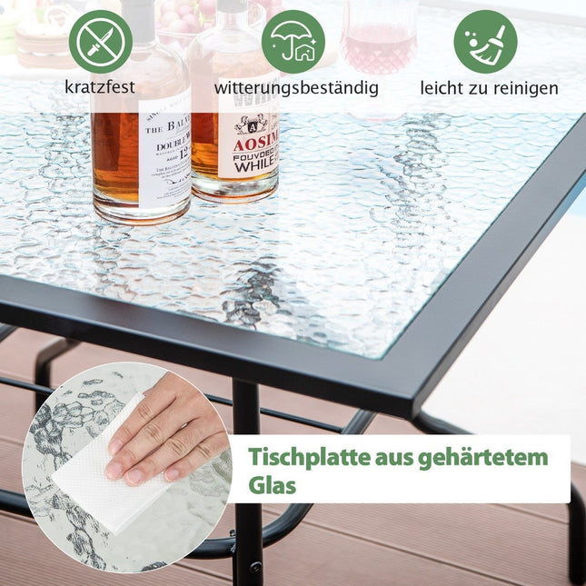89 cm long & wide patio table with 38 mm umbrella hole & black table top