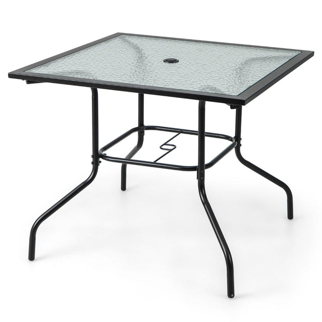 89 cm long & wide patio table with 38 mm umbrella hole & black table top