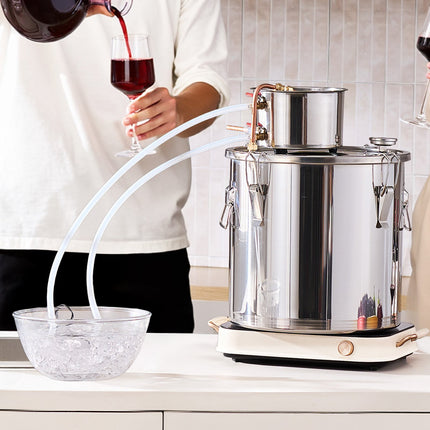 8 Gal Stainless Steel Alcohol Still with Copper Coil, Thermometer