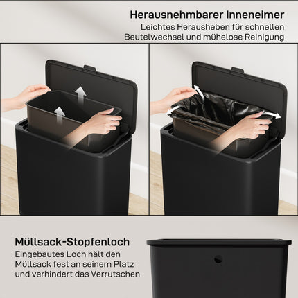 8L Stainless Steel Trash Can, Freestanding or Wall-Mounted