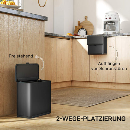 8L Stainless Steel Trash Can, Freestanding or Wall-Mounted
