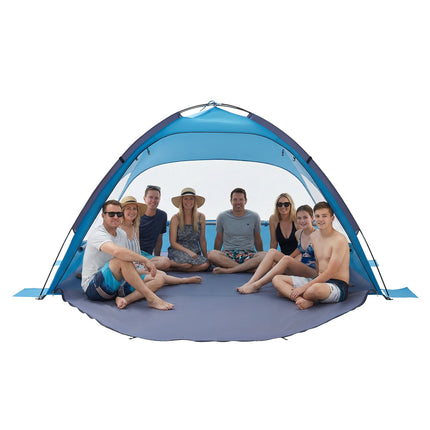 8-Person Beach Tent Sun Shelter, UPF 50+, Sand Pockets