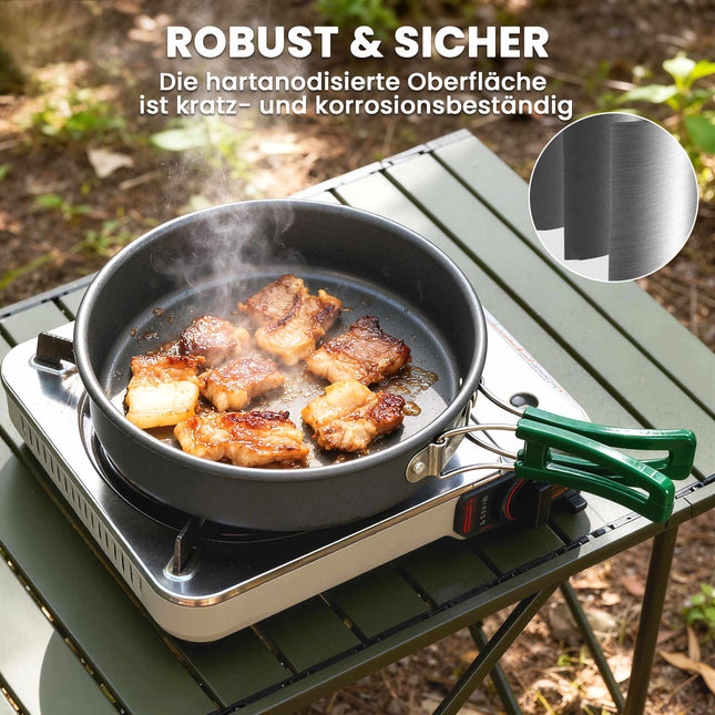 8-Piece Camping Cookware Set with Anti-Scald Handles