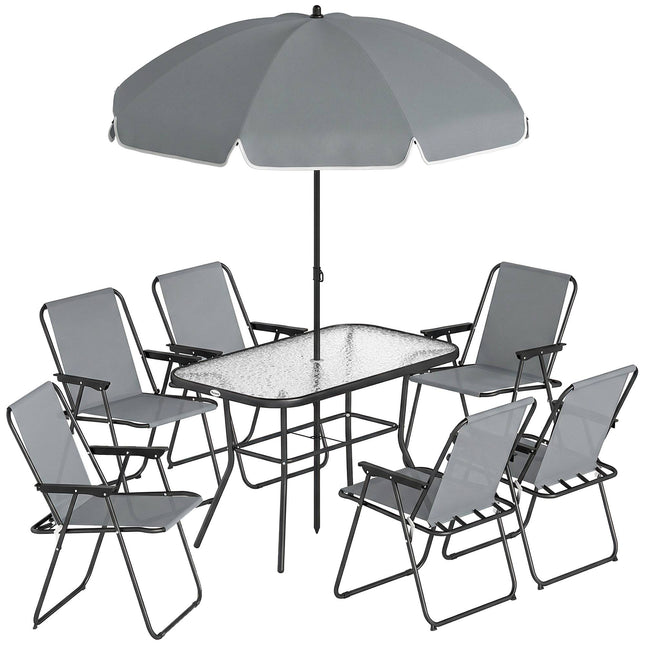 8-Piece Outdoor Dining Set with Umbrella, Foldable Chairs
