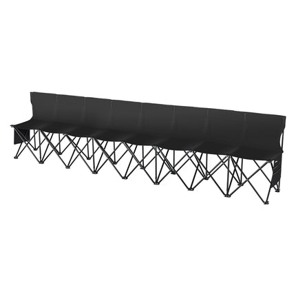 8-Seat Folding Soccer Bench with Backrest, Pockets, Bag