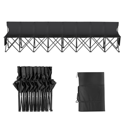 8-Seat Folding Soccer Bench with Backrest, Pockets, Bag