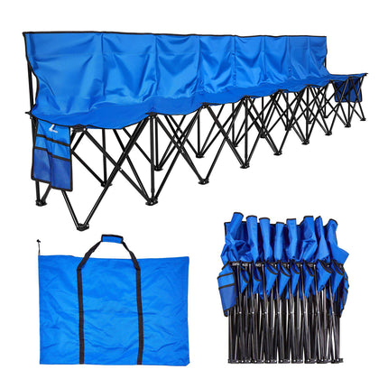 8-Seat Portable Folding Bench with Backrest, Carry Bag