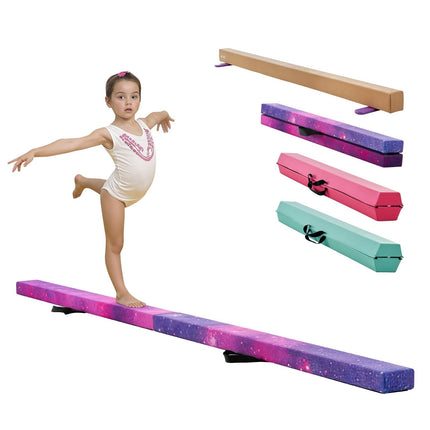 8ft Folding Balance Beam for Kids, Wood Core, Non-Slip