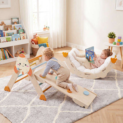 8-in-1 Foldable Toddler Climbing Set, Rocket-Themed