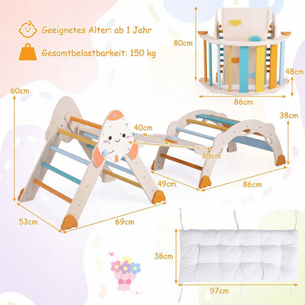 8-in-1 Foldable Toddler Climbing Set, Rocket-Themed