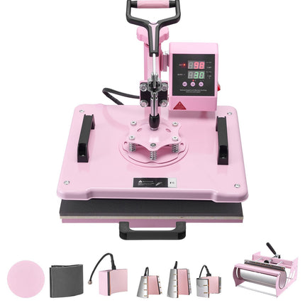 8-in-1 Swing-Away Heat Press 12x15 in, Tumbler, Pink